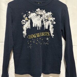 Warner Bros Blue Hogwarts Long Sleeve Tee